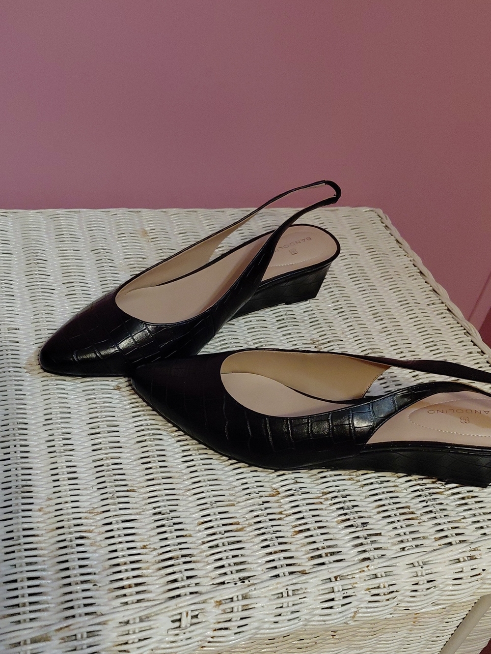 Bandolino Black Croc-Embossed Slingback Mules